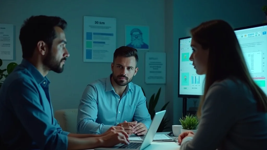 Diverse fintech compliance team reviewing KYC/AML dashboard in a minimal Orange County startup setup, focusing on startup fintech compliance Orange County protocols