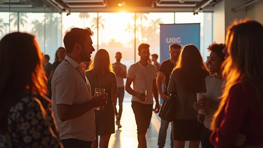 Vibrant Orange County fintech founders networking at UCI Applied Innovation, highlighting the startup fintech compliance Orange County ecosystem