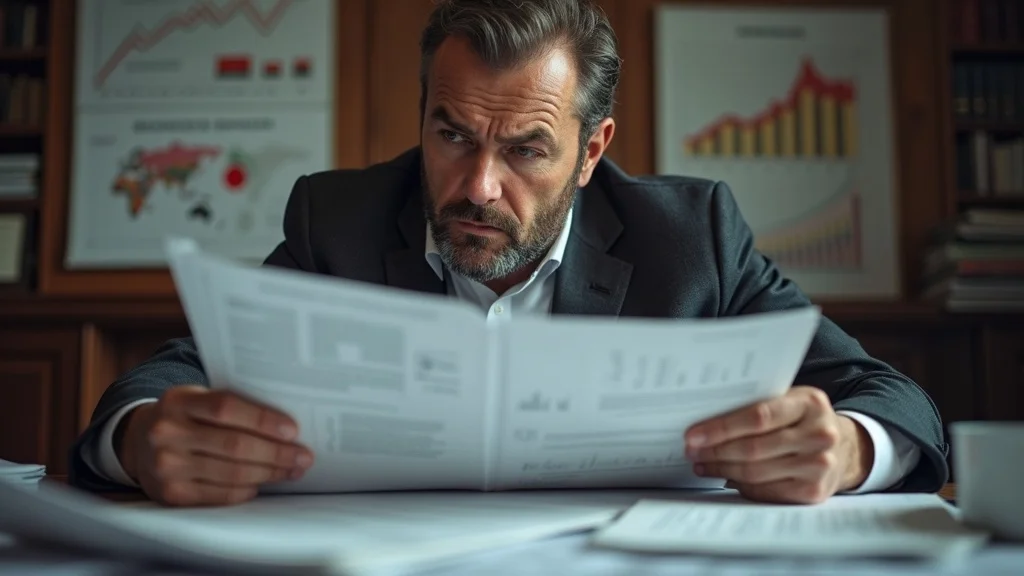 Concerned investor evaluating an over-optimistic startup business plan, highlighting common pitfalls that drive venture capitalists away.