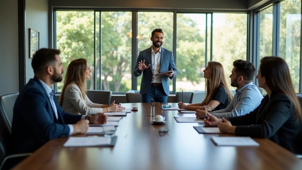 Startup founder presenting to Orange County angel investors, showcasing VC and funding source collaboration