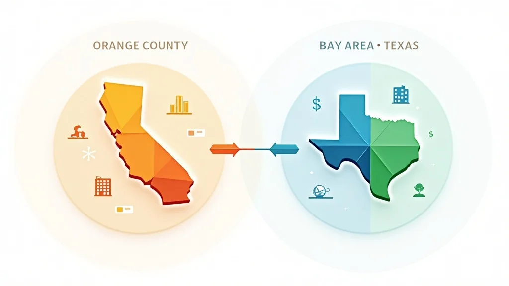 Infographic comparing Orange County startup growth strategies vs. Bay Area and Texas — funding, mentorship, and acceleration dynamics