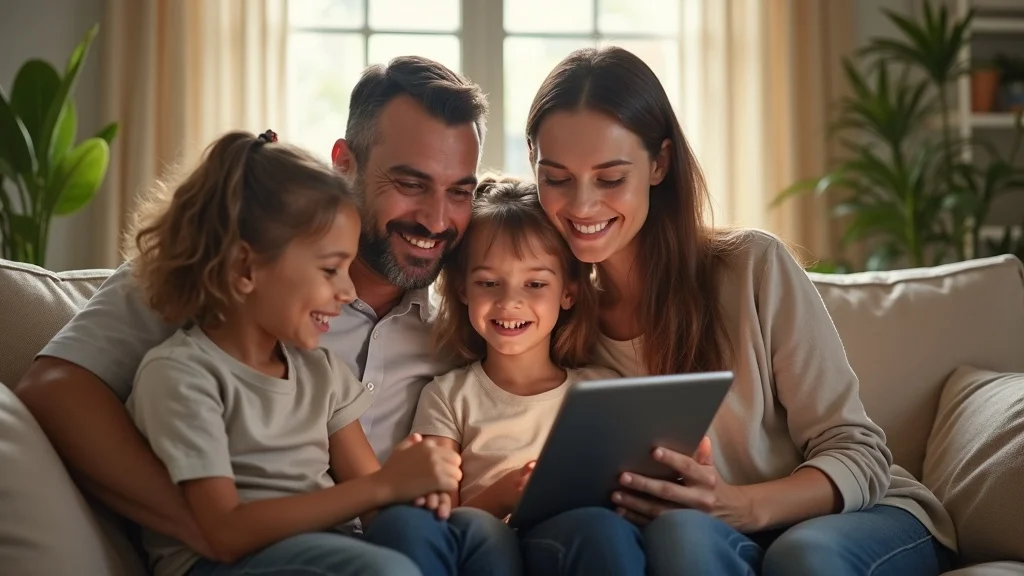 Happy Irvine family reviewing their tax refund summary after using individual tax return services Irvine