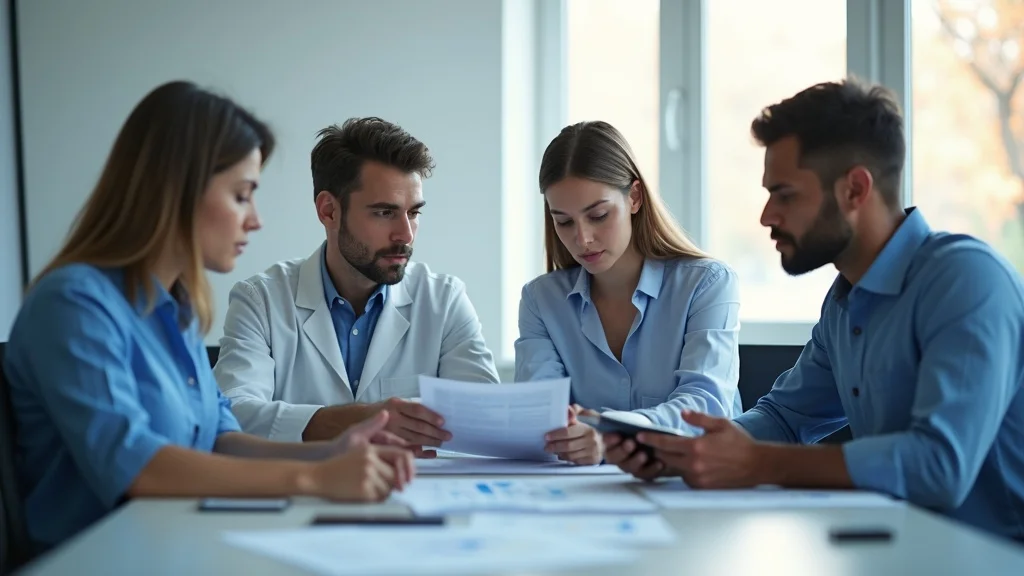 Focused medical device quality team collaborating on QMSR compliance strategies, ensuring orange county medtech startup growth strategies align with international standards.