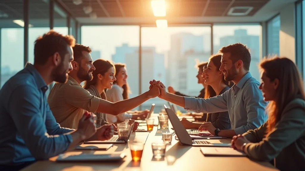 Contrasting Orange County startup teams: one team celebrating, another stressed, photorealistic, side-by-side office spaces, vibrant colors for success, muted for frustration.