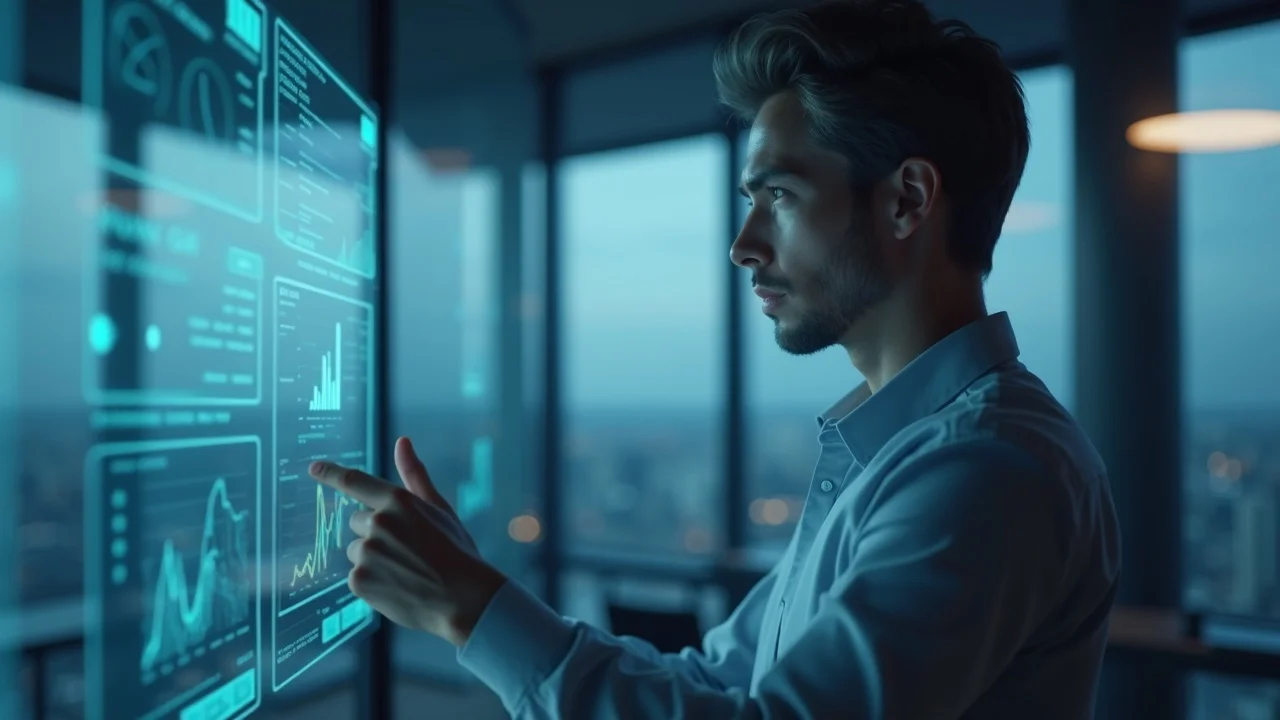 Thoughtful business founder looking at a digital screen, reflecting concern over visibility in AI search representing invisibility risks in the future of AI search