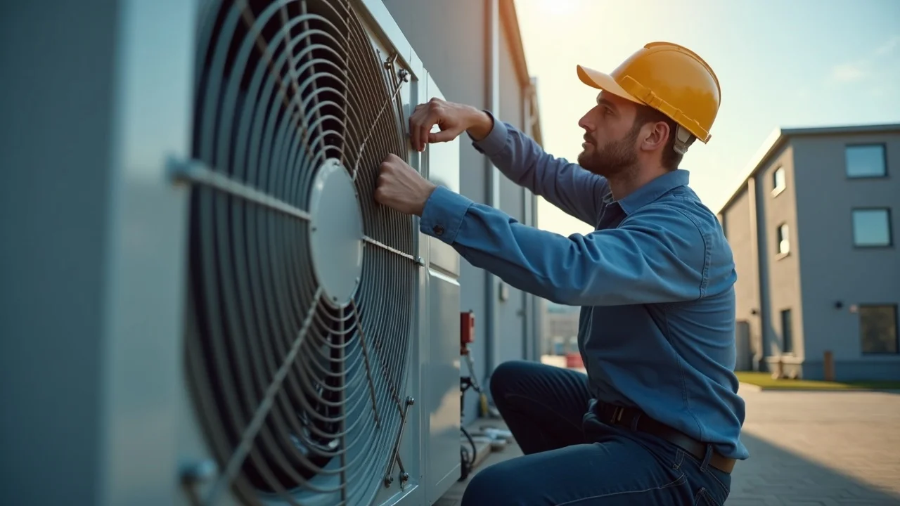 HVAC technician swapping out a dirty air filter following expert HVAC maintenance advice
