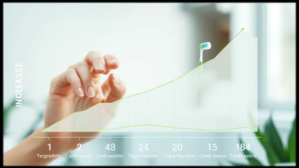Clean bright infographic showing increase in sales of natural oral care products with natural ingredient icons