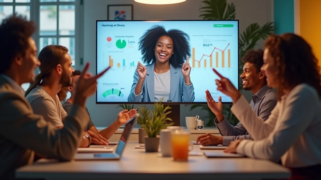 Diverse startup sharing proof-of-progress through social media live stream for digital authority in media coverage: team celebrating milestones, photorealistic, creative office.