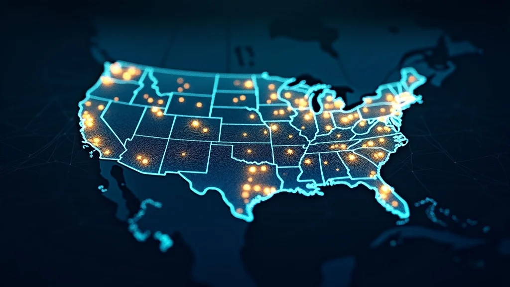Dynamic U.S. freight map visualization showing autonomous trucks moving across coast-to-coast routes, embodying the digital infrastructure of autonomous trucking