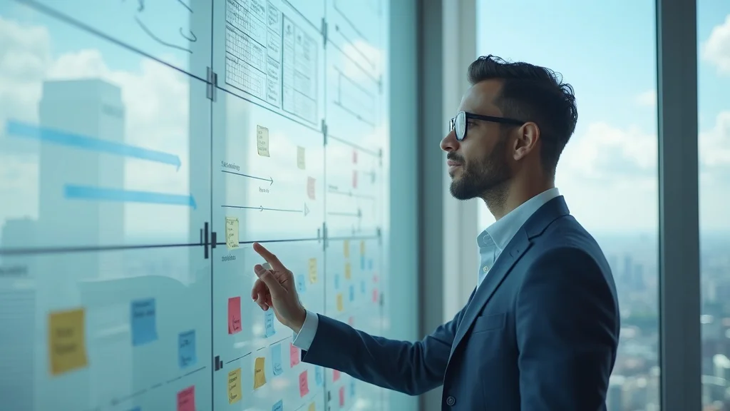 startup visibility selector: Confident startup founder evaluates online visibility strategies using a transparent planning board in 2026