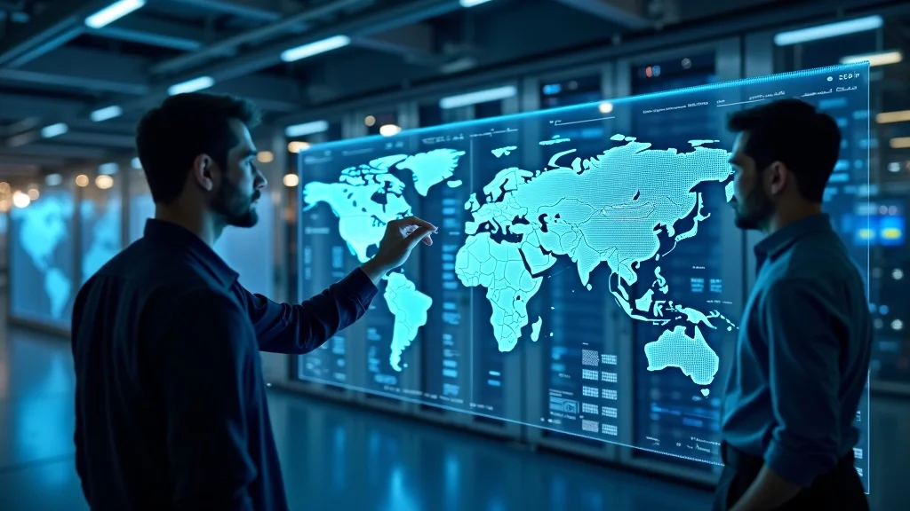 Sovereign AI data center – Technologists analyzing data flow maps, compliance, AI, 2026 global technology trends