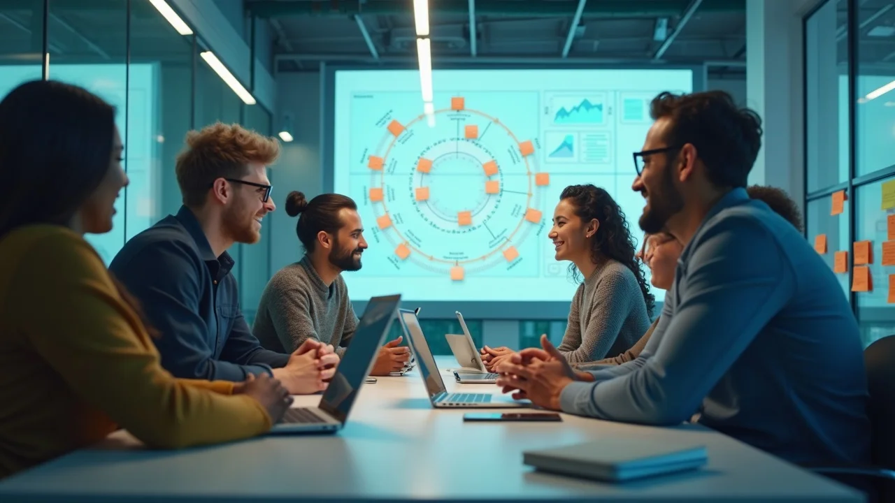 answer engine optimization for startups: Modern team strategizing AEO and technical SEO for AI-powered online visibility in 2026