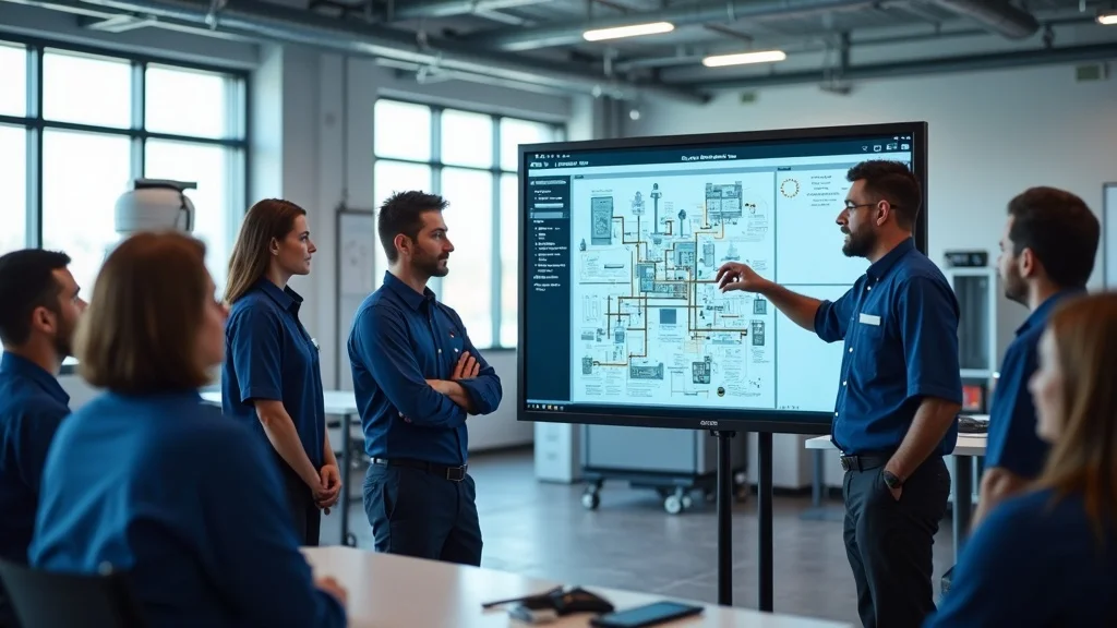 Industrial training session for HVAC staff in a modern commercial facility, emphasizing continuous learning in commercial HVAC companies.