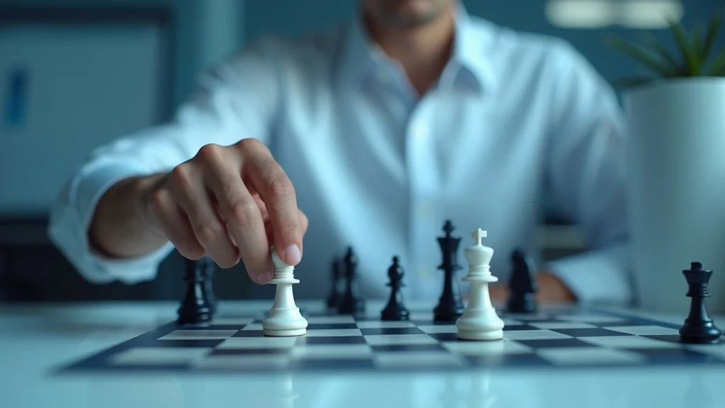 startup founder planning strategy on a chessboard, representing strategic focus and the 80/20 rule in startup communities
