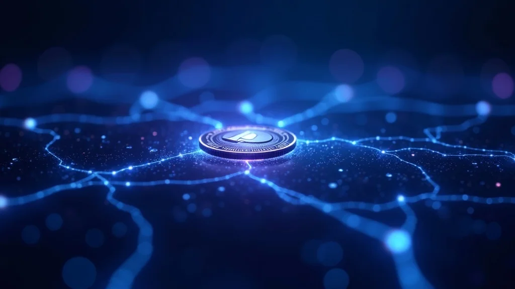 Future of authentication security illustrated by Bitcoin Lightning Network digital visualization over digital authentication forms
