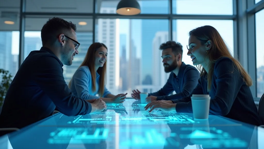 top solutions for startup visibility: Futuristic startup founders collaborating on digital strategy with AI-powered tools in 2026
