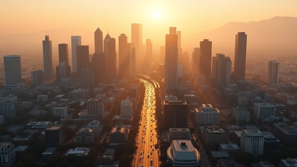 Aerial view of Los Angeles representing the bustling environment for buying and selling dental practices California