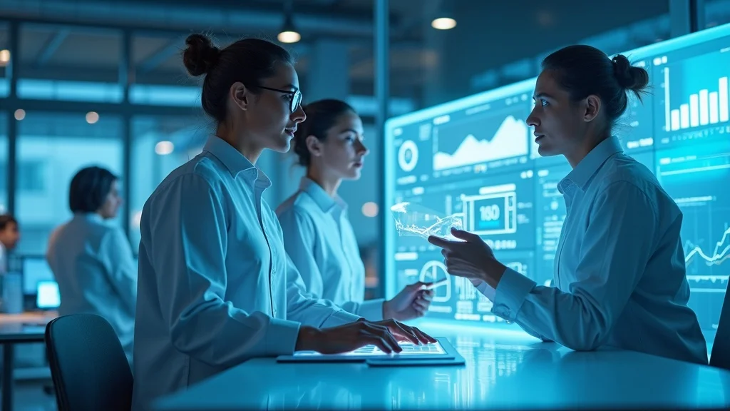Futuristic business founders reviewing digital charts - startup directories for AI visibility