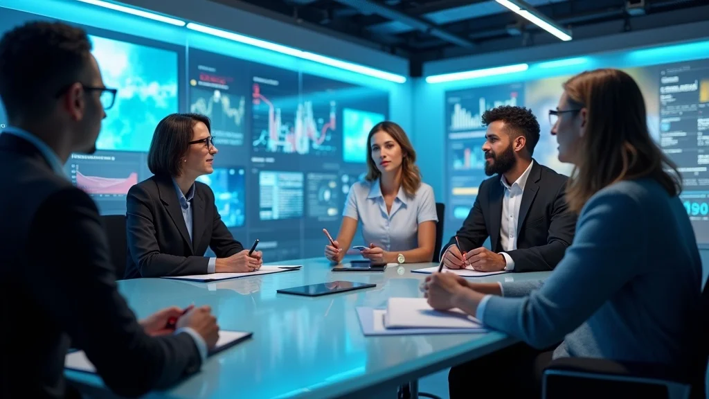 Futuristic newsroom with diverse startup founders interviewed for best solutions for startup media coverage in 2026: founders and journalists exchanging ideas with digital data displays, photorealistic, modern digital newsroom.