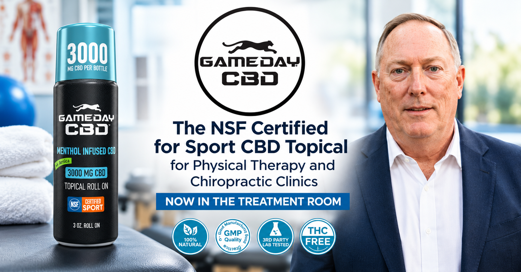 Gameday CBD News: The NSF Certified for Sport CBD Topical for Physical Therapy and Chiropractic Clinics, Now in the Treatment Room